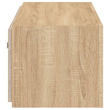 Стенен ТВ шкаф с LED осветление, сонома дъб, 80x35x31 см