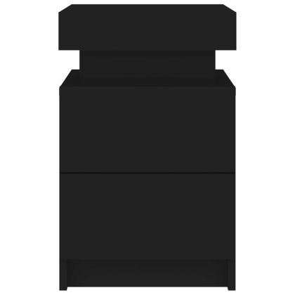 Нощно шкафче с LED осветление, черно, 35x39x55 см