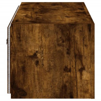 Стенен ТВ шкаф с LED осветление, опушен дъб, 80x35x31 см