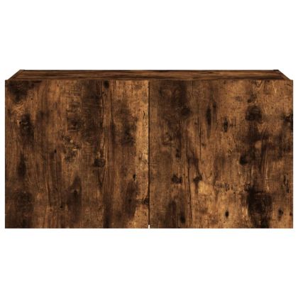 Стенен ТВ шкаф с LED осветление, опушен дъб, 80x35x41 см