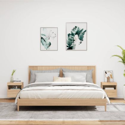 Стенни ТВ шкафове с LED лампи, 2 бр, сонома дъб, 40x30x40 см