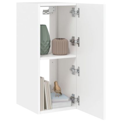 Стенен ТВ шкаф с LED осветление, бял, 30,5x35x70 см