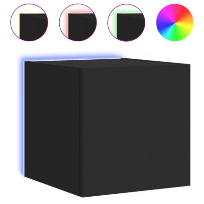 Стенни ТВ шкафове с LED осветление, 2 бр, черни, 30,5x35x30 см