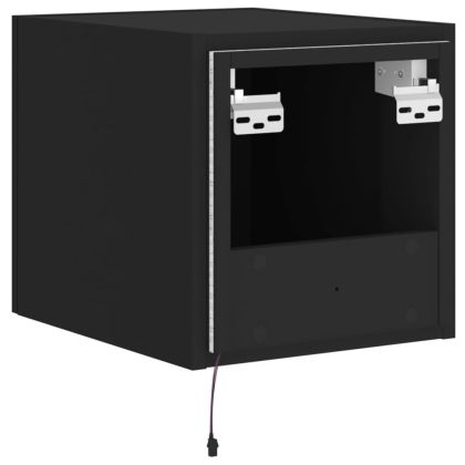 Стенни ТВ шкафове с LED осветление, 2 бр, черни, 30,5x35x30 см