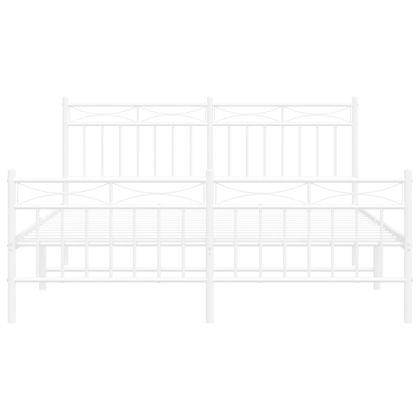 Метална рамка за легло с горна и долна табла, бяла, 150x200 см