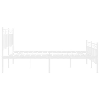Метална рамка за легло с горна и долна табла, бяла, 150x200 см
