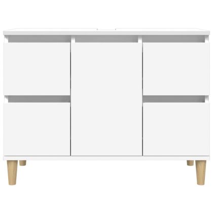 Шкаф за мивка, бял, 80x33x60 см, инженерно дърво