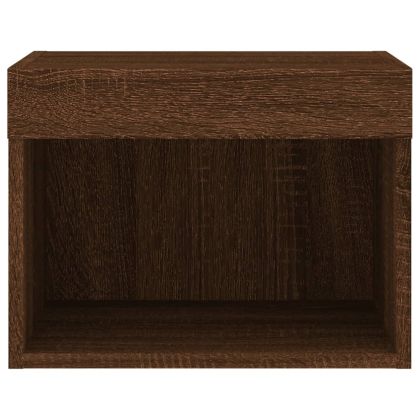 Нощно шкафче с LED осветление, кафяв дъб, за стенен монтаж