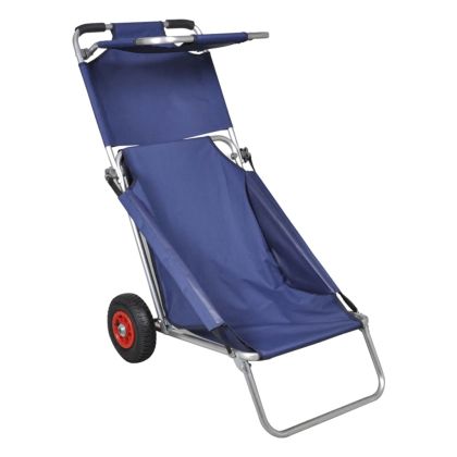 Плажна количка с колела, преносима, сгъваема, синя