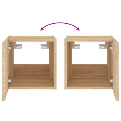 Стенен ТВ шкаф с LED осветление, сонома дъб, 30,5x35x30 см