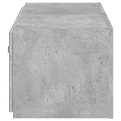 Стенен ТВ шкаф с LED осветление, бетонно сив, 100x35x31 см