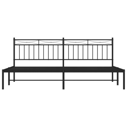 Метална рамка за легло с горна табла, черна, 193x203 см