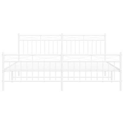 Метална рамка за легло с горна и долна табла, бяла, 183x213 см