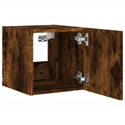 Стенен ТВ шкаф с LED осветление, опушен дъб, 30,5x35x30 см