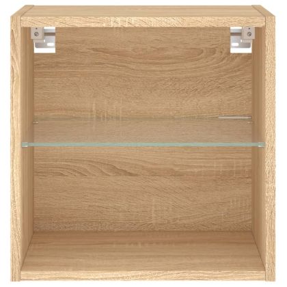 Нощно шкафче с LED осветление, дъб сонома, за стенен монтаж