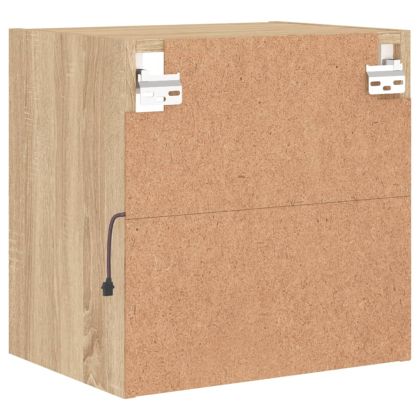 Нощно шкафче с LED осветление, дъб сонома, за стенен монтаж