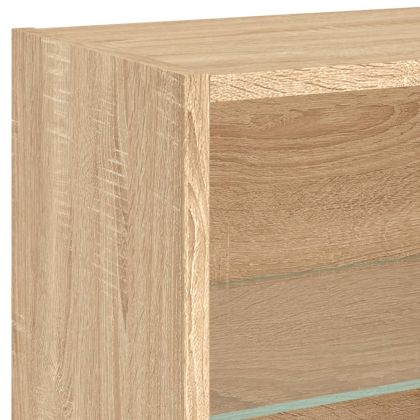 Нощно шкафче с LED осветление, дъб сонома, за стенен монтаж