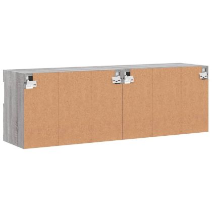 Стенни ТВ шкафове с LED лампи, 2 бр, сив сонома, 60x30x40 см