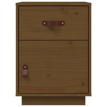 Нощни шкафчета, 2 бр, меденокафяви, 40x34x55 см, бор масив