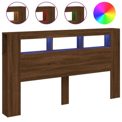 LED горна табла, кафяв дъб, 180x18,5x103,5 см, инженерно дърво