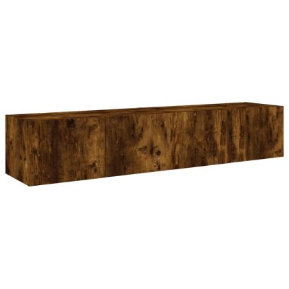 Стенни ТВ шкафове с LED лампи, 2 бр, опушен дъб, 80x35x31 см