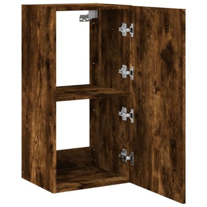 Стенен ТВ шкаф с LED осветление, опушен дъб, 40,5x35x80 см