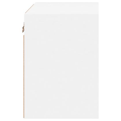 Нощно шкафче с LED осветление, бял, за стенен монтаж