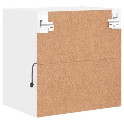 Нощно шкафче с LED осветление, бял, за стенен монтаж