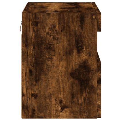 Стенен ТВ шкаф с LED осветление, опушен дъб, 40x30x40 см