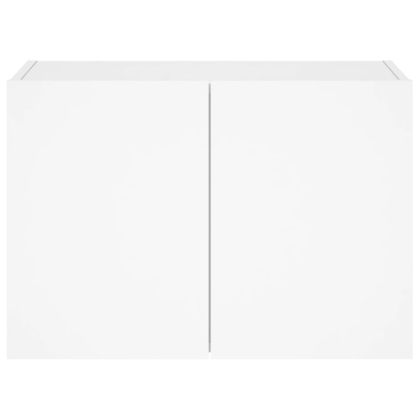 Стенен ТВ шкаф с LED осветление, бял, 60x35x41 см