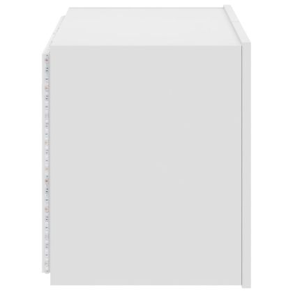 Стенен ТВ шкаф с LED осветление, бял, 60x35x41 см