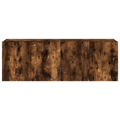 Стенни ТВ шкафове с LED лампи, 2 бр, опушен дъб, 60x35x41 см