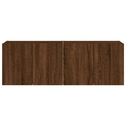 Стенни ТВ шкафове с LED лампи, 2 бр, кафяв дъб, 60x35x41 см