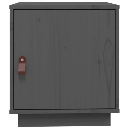 Нощни шкафчета, 2 бр, сиви, 40x34x45 см, борово дърво масив