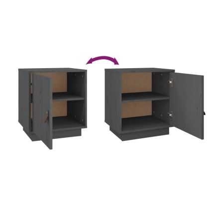 Нощни шкафчета, 2 бр, сиви, 40x34x45 см, борово дърво масив