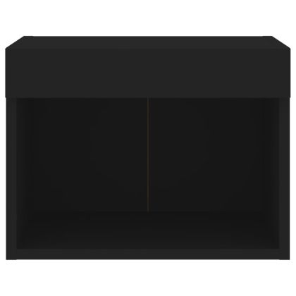 Нощно шкафче с LED осветление, черен, за стенен монтаж