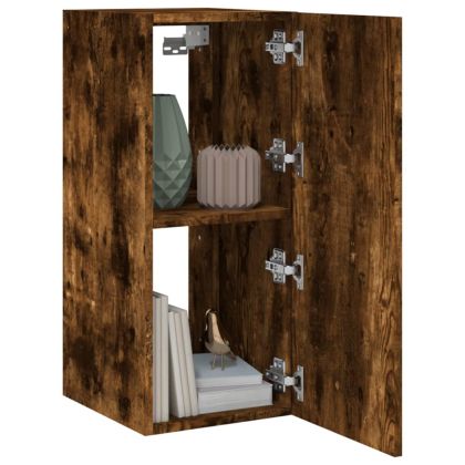 Стенен ТВ шкаф с LED осветление, опушен дъб, 30,5x35x70 см