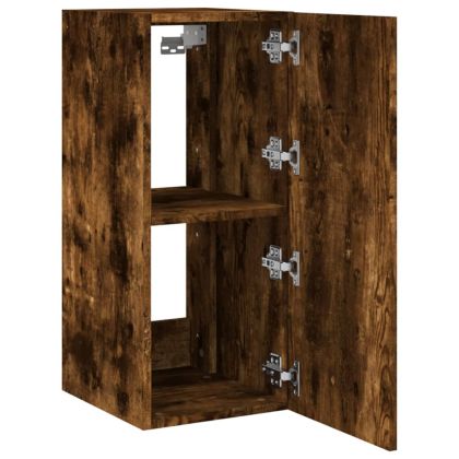 Стенен ТВ шкаф с LED осветление, опушен дъб, 30,5x35x70 см