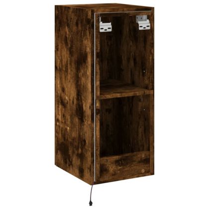 Стенен ТВ шкаф с LED осветление, опушен дъб, 30,5x35x70 см