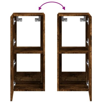 Стенен ТВ шкаф с LED осветление, опушен дъб, 30,5x35x70 см