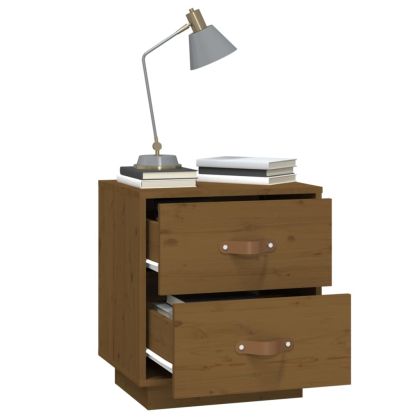 Нощни шкафчета, 2 бр, меденокафяви, 40x34x45 см, бор масив