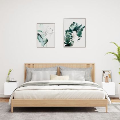 Стенни ТВ шкафове с LED осветление, 2 бр, бели, 30,5x35x30 см