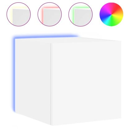 Стенни ТВ шкафове с LED осветление, 2 бр, бели, 30,5x35x30 см