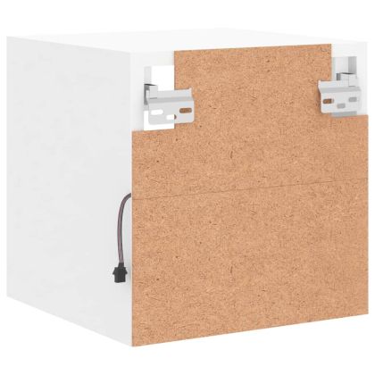 Стенен ТВ шкаф с LED осветление, бял, 30x28,5x30 см