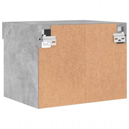 Нощно шкафче с LED осветление, бетонно сив, за стенен монтаж