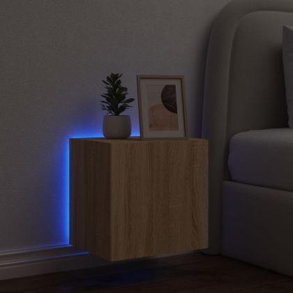 Стенен ТВ шкаф с LED осветление, сонома дъб, 40,5x35x40 см