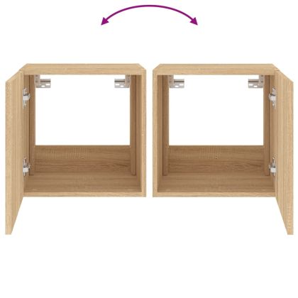 Стенен ТВ шкаф с LED осветление, сонома дъб, 40,5x35x40 см