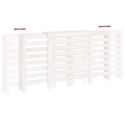 Параван за радиатор бял 210x21x85 см борово дърво масив