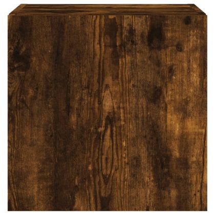 Стенен ТВ шкаф с LED осветление, опушен дъб, 40,5x35x40 см