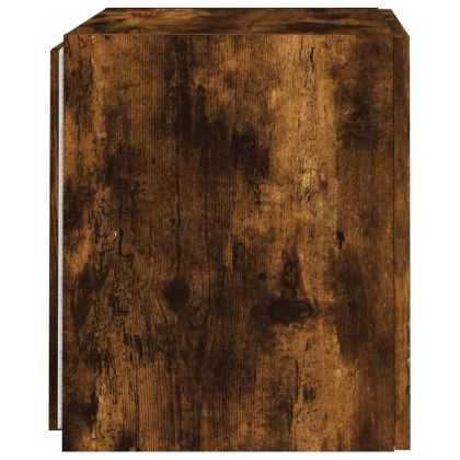 Стенен ТВ шкаф с LED осветление, опушен дъб, 40,5x35x40 см